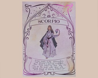 Impresión del zodiaco Escorpio: Arte de acuarela de Celestia