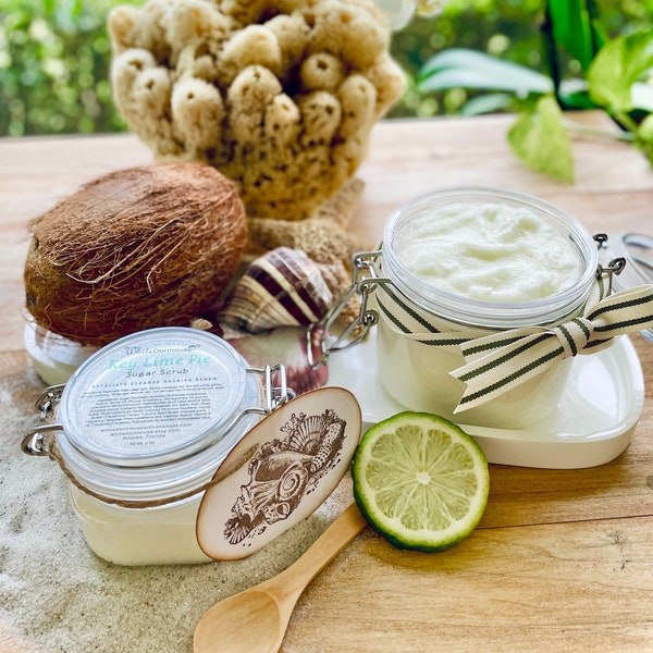 Key Lime Pie Sugar Scrub Emulsified Fluffy Beautiful Creamy Texture Authentic Summertime Party for the Skin Delicious Oils and Butters