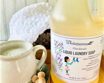 Liquid Laundry Soap HE Standard Washing Machines Coconut Oil Soap for Cleaning with Plant Based Ingredients Natural Linen Laundry Soap