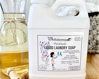 Liquid Laundry Soap HE Standard Washing Machines Coconut Oil Soap for Cleaning with Plant Based Ingredients Natural Linen Laundry Soap