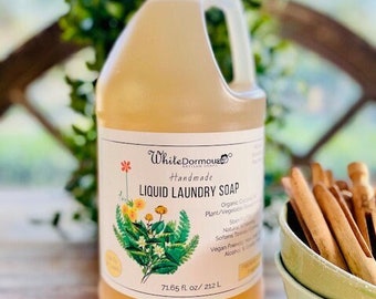 Liquid Laundry Soap HE Standard Washing Machines Coconut Oil Soap for Cleaning with Plant Based Ingredients Fresh Clean Natural Laundry Soap