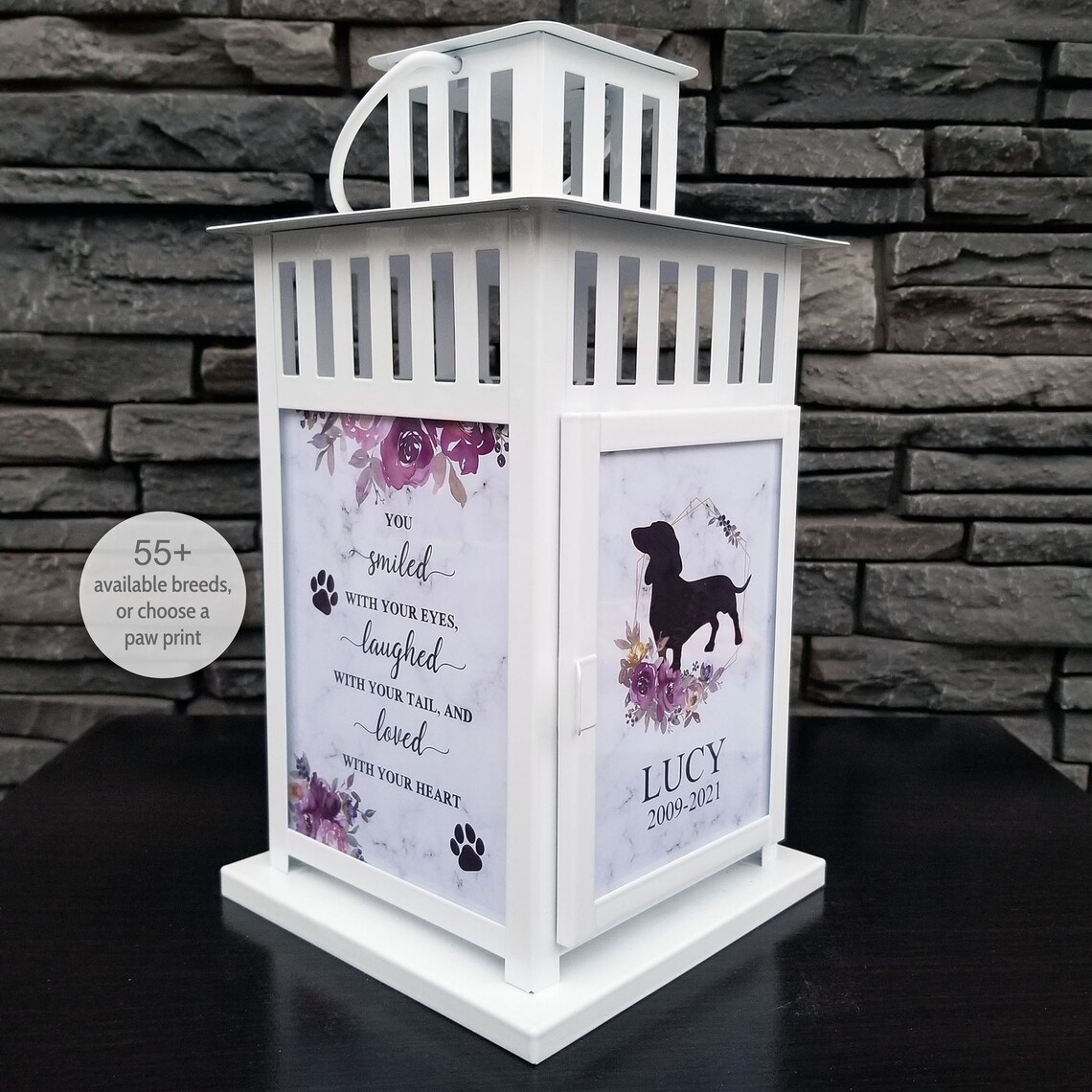 Personalized Pet Memorial Lantern With Dog Breed. Pet Loss Etsy
