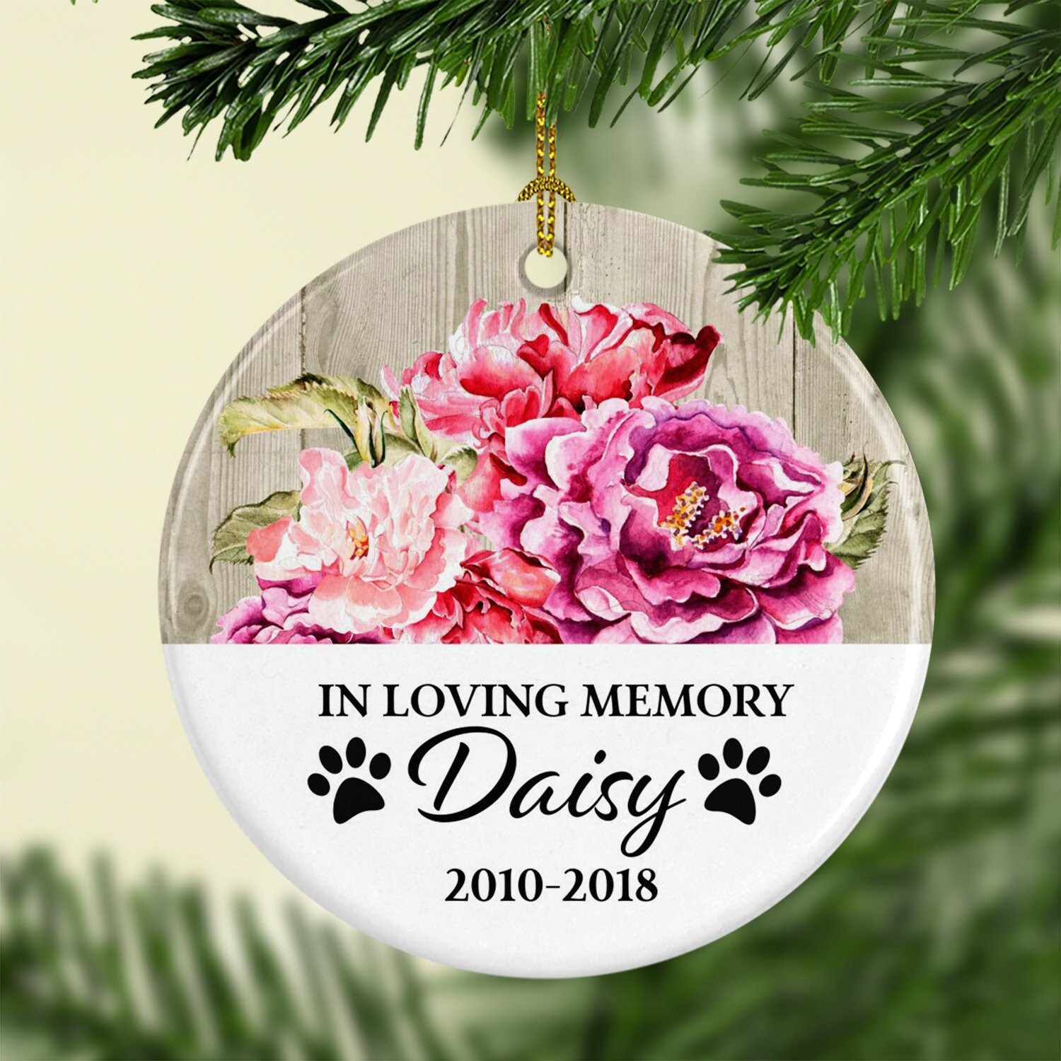 Pet Memorial Floral Ornament Personalized Dog Memorial Etsy Canada