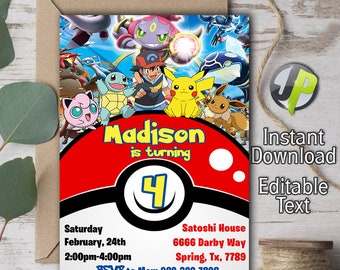 pokemon invitations etsy