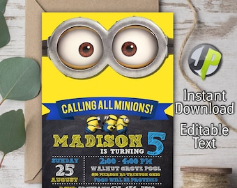 minion invitation etsy