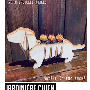 Dachshund Dog Planter SVG files . Digital download PDF template DIY modern sculpture. Use with laser cutter, cnc router or scroll saw.
