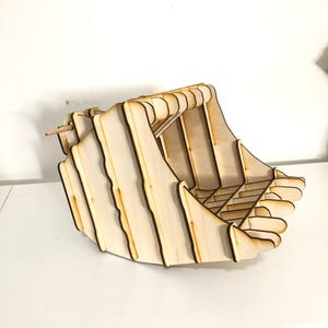 Backhoe bucket bowl cut file. Digital downloadable PDF SVG template for sculpture. Use with a laser cutter, CNC router or scroll saw.