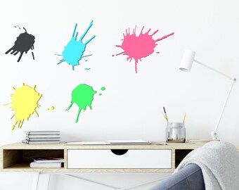 5 Paint Splatter SVG, files template. Digital downloadable PDF, OBJ template. Use with a laser cutter, die cutter or scroll saw, 3D printer