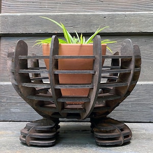 Wood Bowl with feet SVG, PDF template. Digital download template to DIY modern sculpture. Use with a laser cutter, cnc router or scroll saw