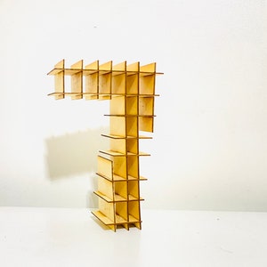 Number 7 3D Laser Cut SVG files. Digital download template DIY unique shelf decor. Use with laser cutter, CNC router or scroll saw.