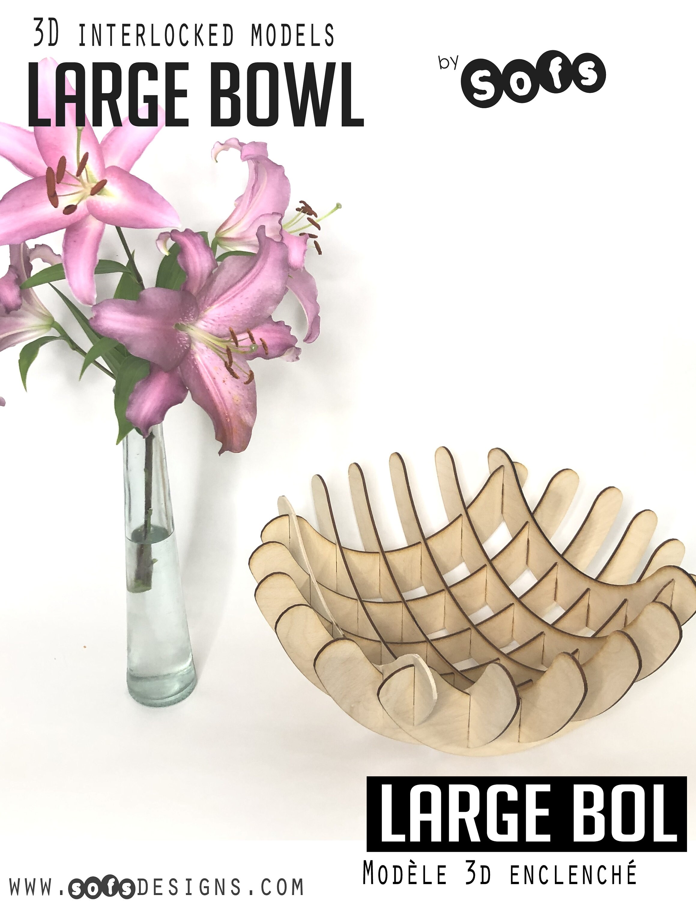 Large Wood Bowl SVG PDF Laser Cut Files Template. Digital Download ...