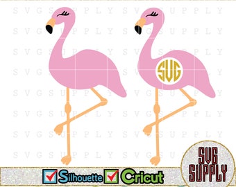Flamingo SVG, Flamingo Monogram SVG cut file vinyl decal for silhouette cameo cricut iron on transfer on mug shirt fabric design