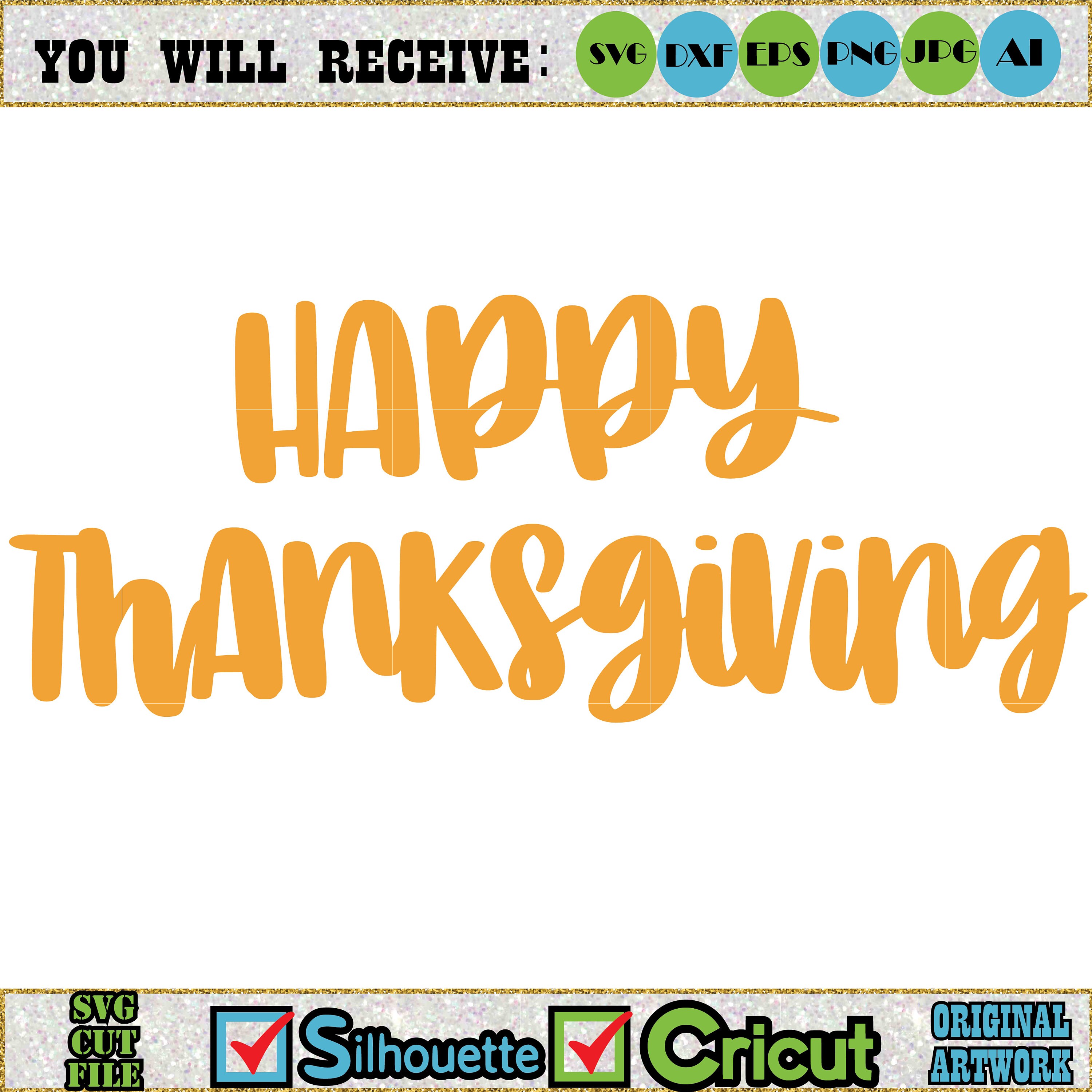 Download Happy Thanksgiving SVG Cut File vinyl decal for silhouette ...