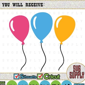 Palloncini SVG, palloncino SVG file di taglio vinile adesivo per ferro di cricut cameo sagoma sul trasferimento su tazza design di maglia per bambini