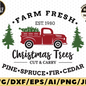 Christmas Tree Truck SVG Farm Fresh SVG cut file vinyl decal file for silhouette cameo cricut iron on transfer on mug shirt fabric design