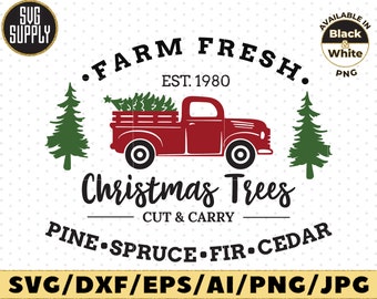 Christmas Tree Truck SVG Farm Fresh SVG cut file vinyl decal file for silhouette cameo cricut iron on transfer on mug shirt fabric design