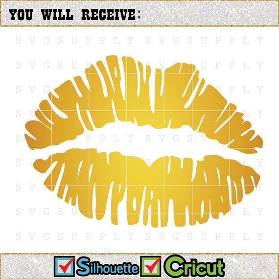 Download Gold Lips Svg Cut File Vinyl Decal For Silhouette Cameo Cricut Etsy