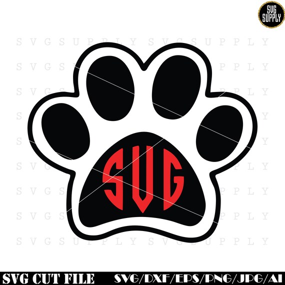 Download Dog Paw Monogram Svg Dog Paw Svg Cut File Vinyl Decal For Etsy