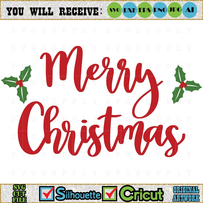 Download Merry Christmas SVG Cut File vinyl decal for silhouette ...