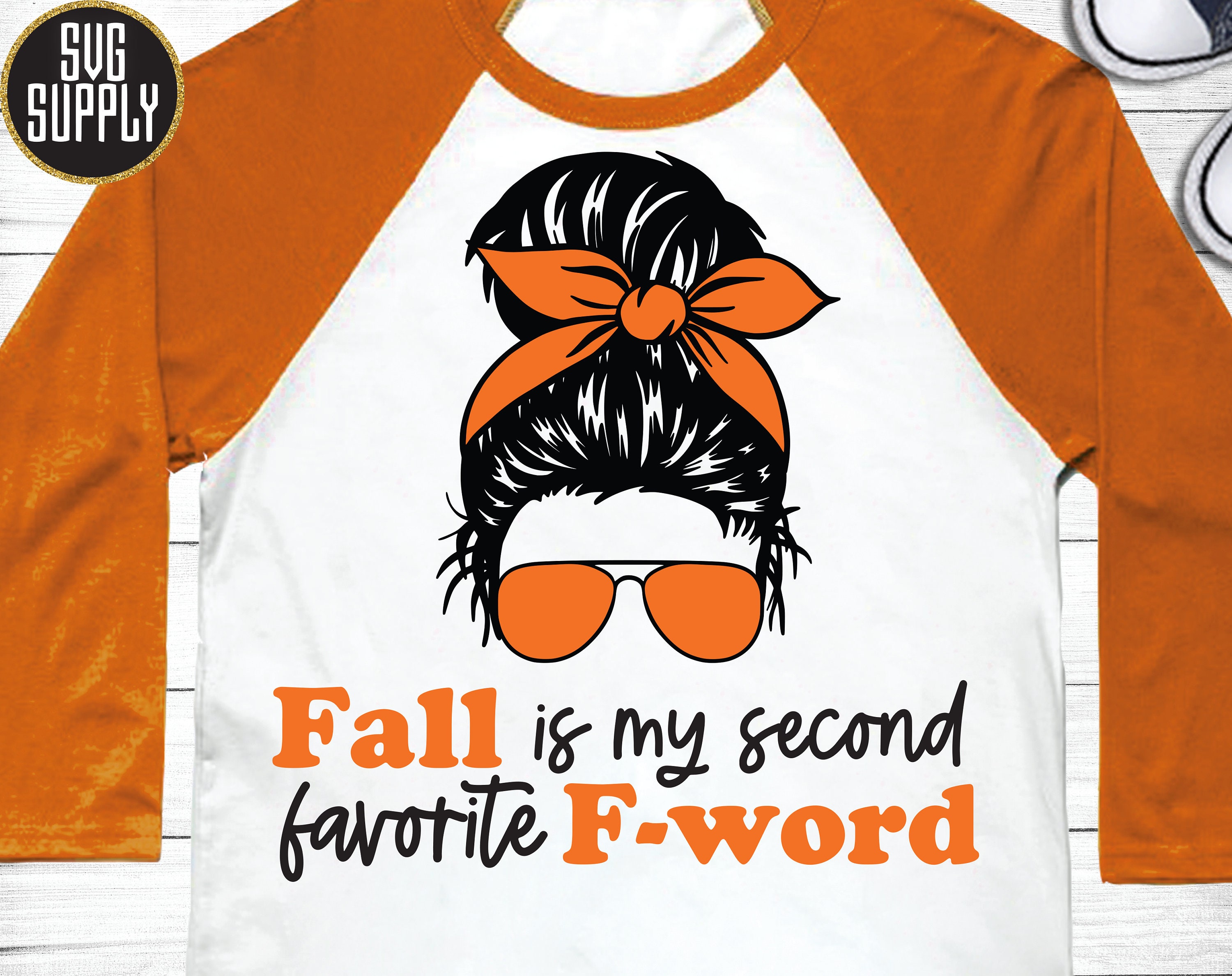 Fall is My Second Favorite F Word SVG Messy Bun Fall SVG Cut - Etsy