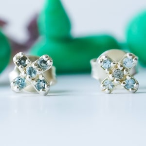Vintage Blue Topaz Birthstone Oorbellen, Statement Gemstone 925 Sterling Silver Stud Oorbellen, Birthstone Sieraden