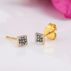 Blue Diamond Earrings,Pair of Estate 925 Sterling Silver Gem Stud Gold Plated Earrings Earring Wedding Sale Unique Designs,Christmas Gifts
