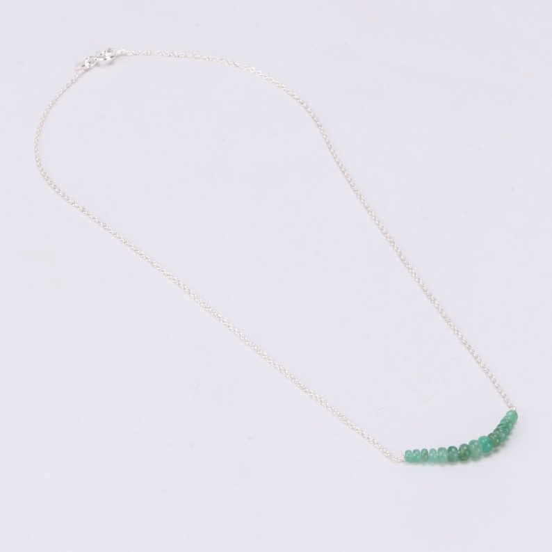 Dainty Natural Emerald Necklace, Sorority Gift, Crystal Necklace, Big Little Gift Ideas ,Beaded Necklace ,Gift For Her ,Gemstone Bar Choker image 3