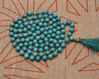 Howliet Mala, 108 kralen Mala, gebedsketting, boeddhistische Neckalce, handgeknoopte ketting,meditatie sieraden,handgeknoopte Mala boeddhist