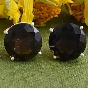 Natural Smoky Quartz Studs 925 Sterling Silver Gemstone Earrings Smoky Quartz Jewelry Gemstone Studs Women Christmas gifts