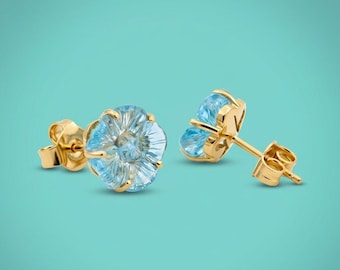 Natural Topaz Cluster Stud Earrings,Silver Earrings,Birthstone Jewelry,Floral Gemstone Earrings,Handmade Jewelry, Fine Jewelry,Gifts For Her