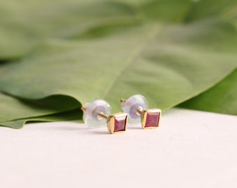 14k Gold Natural Heated Ruby Earrings Ruby Earrings, Gemstone Earrings, Stud Earrings