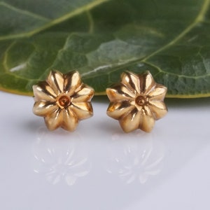 Pendientes de flores todos los días, pendientes chapados en oro de plata de ley925pendientes de flores de oro,regalo hecho a mano para novia