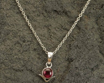 Synthetic Ruby Necklace July Birthstone Necklace Womens Gift For Her Handmade 925 Sterling Silver Necklace