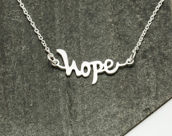 Colar de prata 925 esperança, presente original, colar delicado, pingente de prata 925, colar de charme, colar de prata esterlina 925