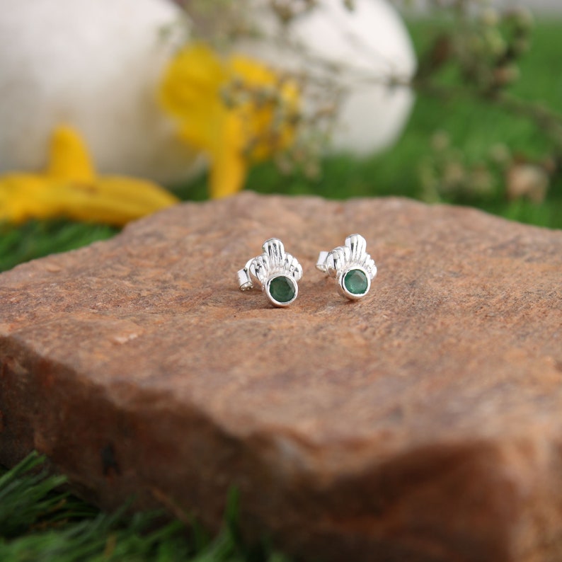 Beautiful Gift For Her Gemstone Elegant Earrings Natural Emerald 10x7mm 925 Sterling Silver Push Back Stud Earrings Jewelry