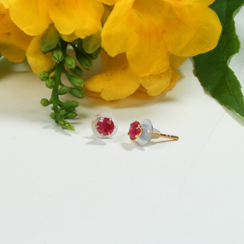 Bridal Jewelry Gift For Her Party Earrings Natural Burma Ruby Stud Earrings 14 k Gold Earrings Burma Ruby Earrings Unique Gifts
