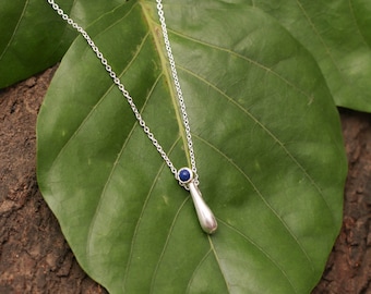 Colar delicado de Lapis, Presente para irmandade, Colar de cristal, Grandes pequenas idéias para presentes,  Colar de prata esterlina 925