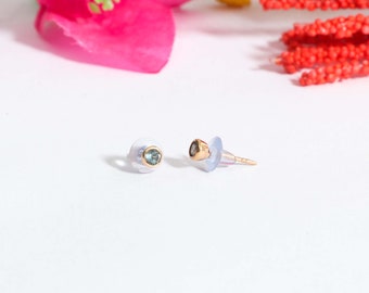 Alexandrite Earrings, 14K Gold Synthetic Alexandrite Earrings, Gemstone Earrings, Stud Earrings, Daily Wear Small Studs, Beautiful Earrings