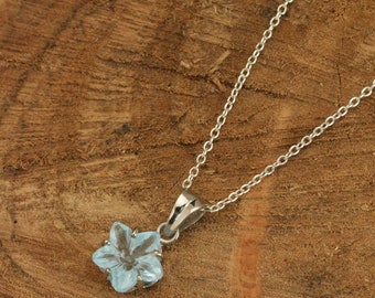 Colar de Topázio Azul Dec Colar de Pedra de Aniversário Presente Feminino para Ela Colar de Prata Esterlina 925 feito à mão