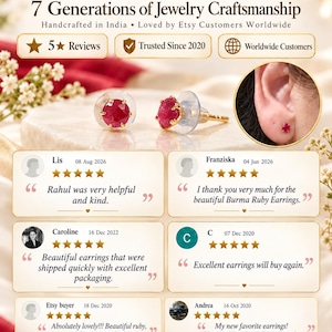 Natural Ruby Stud Earrings, 14K Gold Earrings, Dainty Earrings, Birthstone Jewelry, Handmade Jewelry, Engagement Gifts, Wedding Gifts, Gifts
