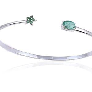 Handmade Natural Emerald 925 Sterling Silver Bracelet-Natural Stone Emerald Bracelet Gift For Her/Him Christmas Gift Sale