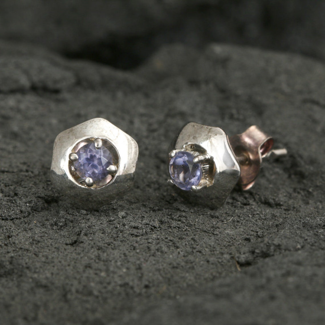 iolite stud earrings