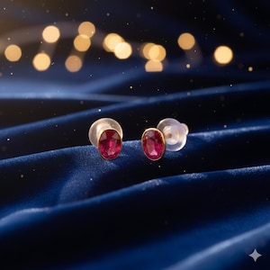 Naturalna czerwień kręgosłupa, 14K złote kolczyki, złote szpilki Ruby , złote szpilki z kamieniami szlachetnymi, prezenty ślubne szpilki