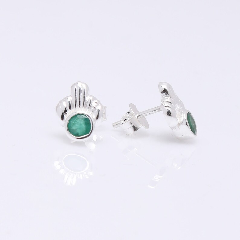 Beautiful Gift For Her Gemstone Elegant Earrings Natural Emerald 10x7mm 925 Sterling Silver Push Back Stud Earrings Jewelry