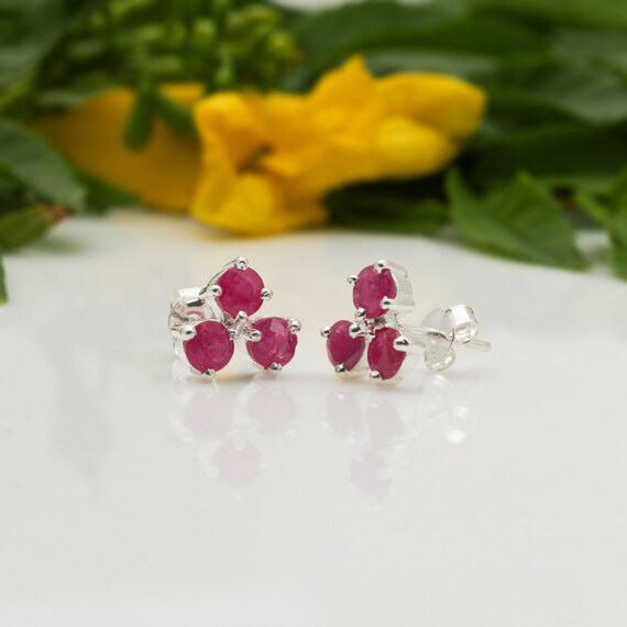 handmade gemstone jewelry birthday gift Dyed ruby 925 sterling silver earring boho earring gift for mom. gift for her wedding earring