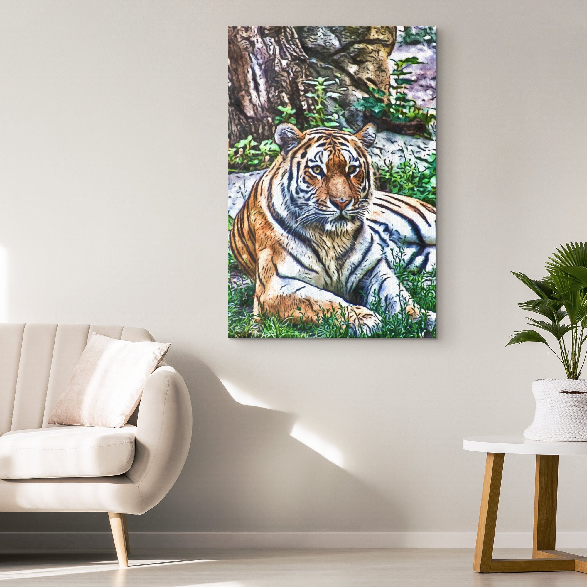 Tiger Canvas Wall Art: Tiger Interior Art Tiger Modern Decor | Etsy