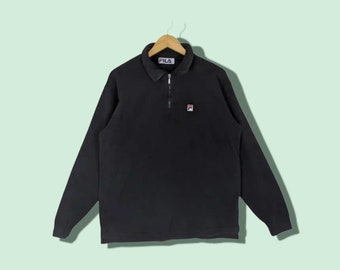 Vintage 80's FILA Sweatshirt Fila Pullover Jumper Tennis Bjorn Borg Crewneck Navy Size Large