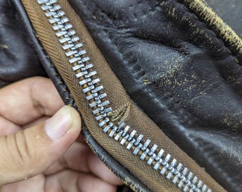 Buy Vintage 30's DISTRESSED Leather Jacket Vintage Talon Zipper