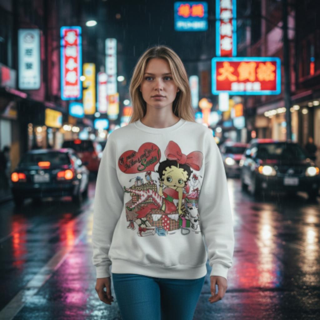 Vintage 90's Betty Boop Sweatshirt Christmas Sweater Tultex