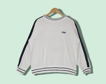 Vintage 90's VANS Skateboard Plain Sweatshirt Vans Crewneck Vans Jumper Vans Pullover Vans Sweater Tony Hawk Trasher White Size Medium